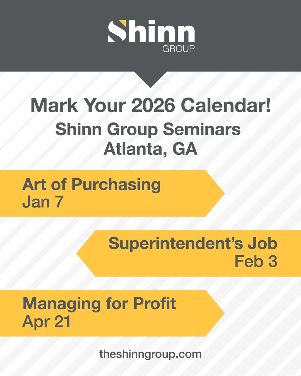 2026 is coming fast, is your professional development plan ready? 📅

Shinn Group is hosting 3 in-person builder seminars in Atlanta to help you lead smarter and boost profitability:

🔗 Learn more &amp; register: hubs.li/Q03Szk8m0

#HomebuildingLeadership #BuilderOfChoice
