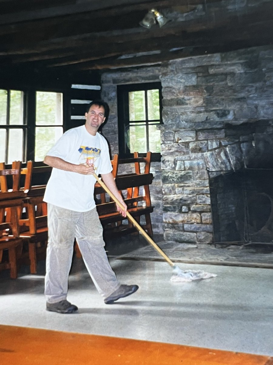 A Throwback Thursday post.  When you Captain the ship, sometimes you have to swab the decks!  Kyle Yost pitching in with the mop at a company campground event circa 2002/03.  #putyourbackintoit