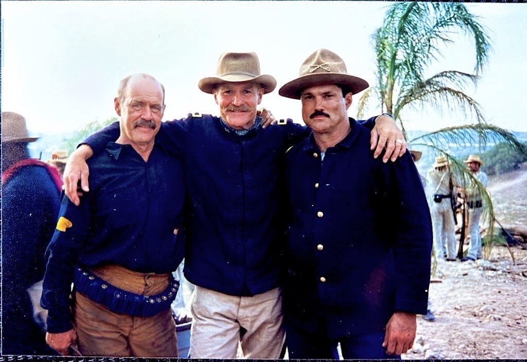 MarshallRTeague's tweet image. Bringing history to life #onscreen
w #GeoffreyLewis #DaleDye
in #JohnMilius #Movie
#RoughRiders
portraying Eli, Col. Leonard Wood
&amp;amp; #BlackJackPershing
at the charge up San Juan Hill
it’s a #BTS #TBT #ThrowBACKThursday 🎭..🎬