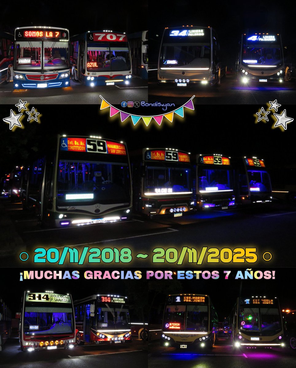 ☆☆  20/11/2018 ~ 20/11/2025 ☆☆
.
¡¡¡¡Estamos de festejo!!!! Hoy la página celebra su séptimo año de vida en Instagram 🥳🥳🥳🥳 
.
➡  Les queremos agradecer por el apoyo que nos dan todos los días. Por muchos años más compartiendo esta hermosa pasión con ustedes 📸🚍🥳🥳🙌🙌