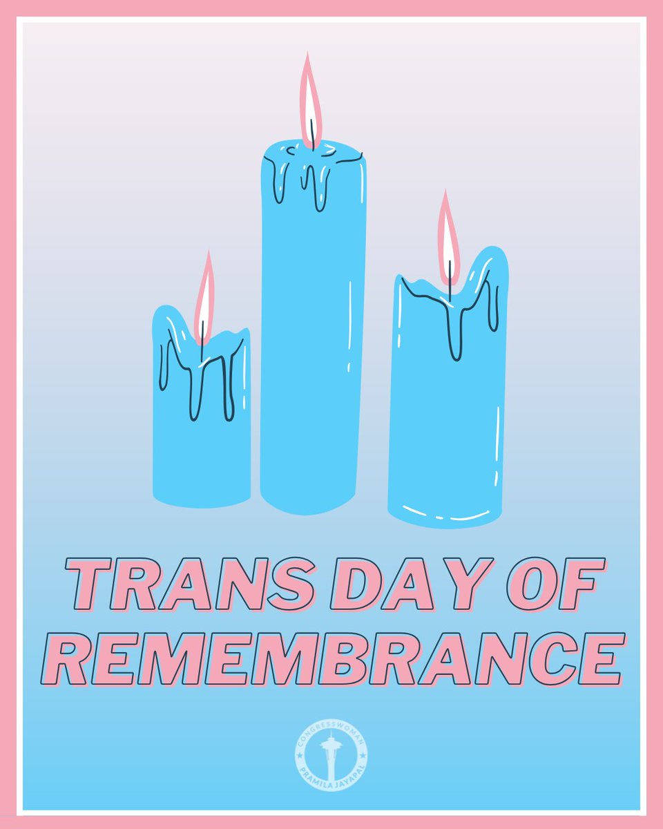 RepJayapal's tweet image. Today on Transgender Day of Remembrance, I am leading a resolution to lift up this day and honor all the trans people who have lost their lives to anti-trans violence.

Trans lives matter and I will never stop fighting for all trans to be able to live as their authentic selves.