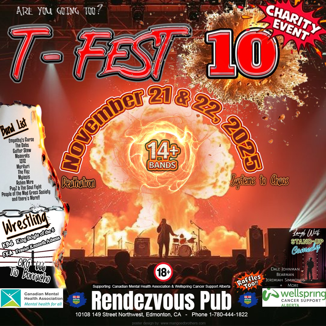 rendezvouspub49's tweet image. the 10th annual Benefit Fundraiser Party!
2 Nights! November 21 &amp;amp; 22 at Rendezvous Pub 10108 - 149 St
Cover is $20 donation at the door
Supporting the Canadian Mental Health Association and Wellspring Cancer Support Alberta
Both nights:
Doors @ 6:00PM
Show@ 7:00PM
10108 149st