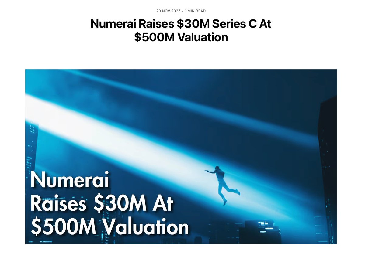 tunguz's tweet image. Congratulations to @numerai on successful series C!

Half way to the unicorn mark ...