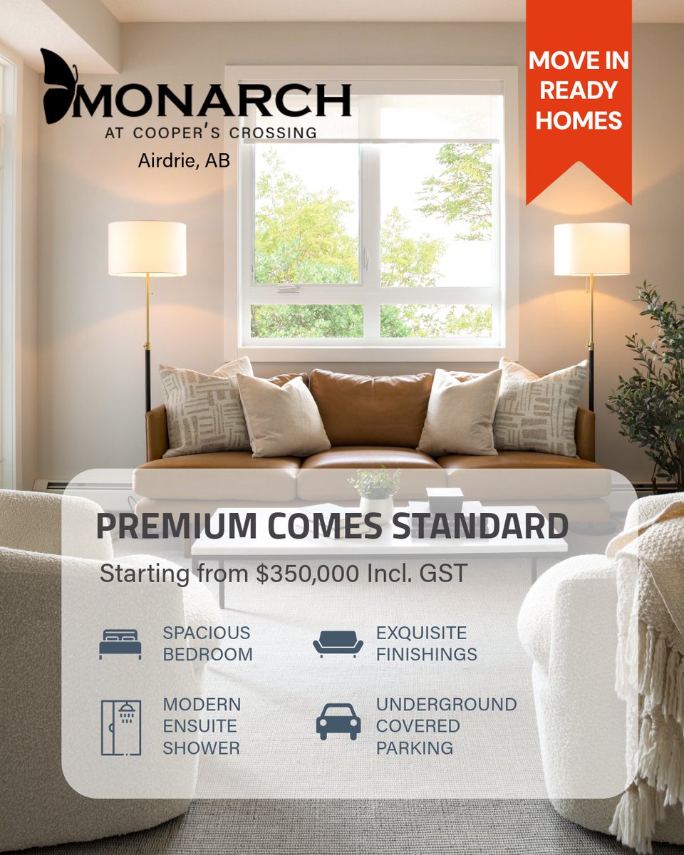 Premium Comes Standard at Monarch
Move-in ready homes in Airdrie starting from $350,000 (GST included)!

Located in Cooper’s Crossing Airdrie, AB. Explore available homes today!
#AirdrieHomes #CoopersCrossing #CalgaryRealEstate #YYCHomes #VestaProperties