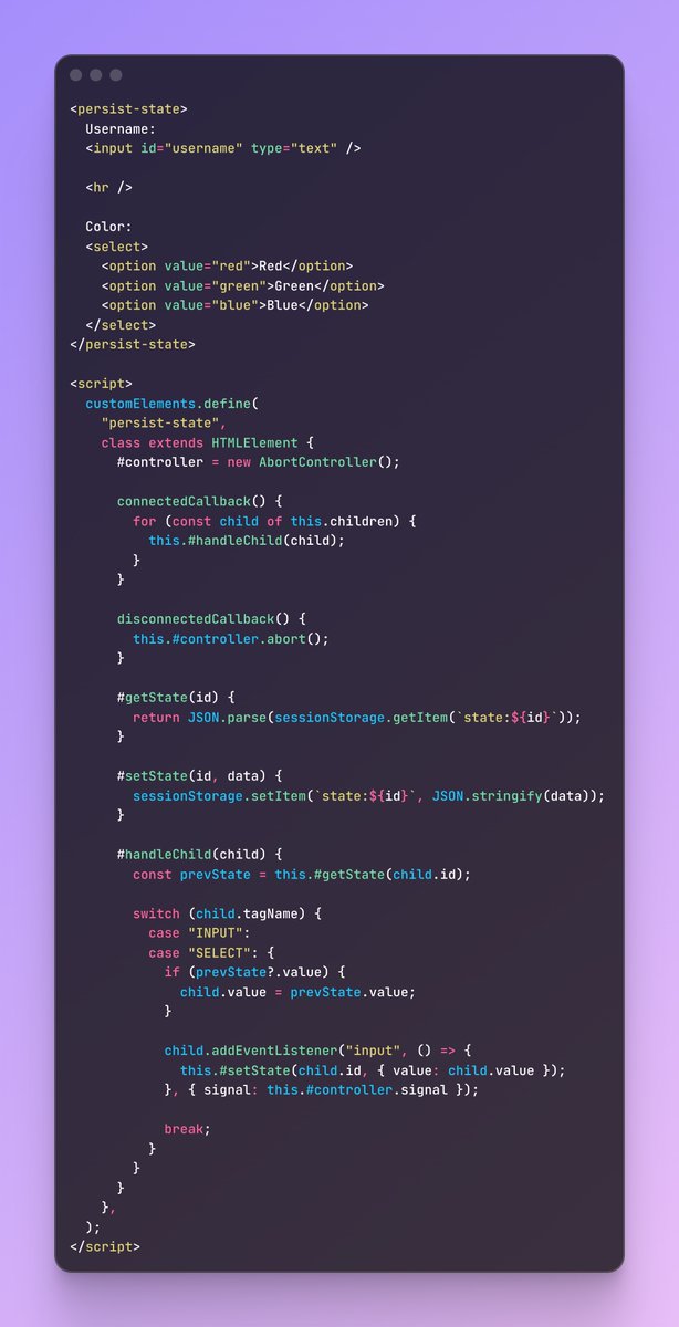 hnordt's tweet image. My first experiment with hypermedia-driven persistence.

My goal is similar to @htmx_org, but instead of intercepting requests and swapping elements (basically e.preventDefault()), I want the browser to handle everything and only focus on saving and restoring state.

The model…