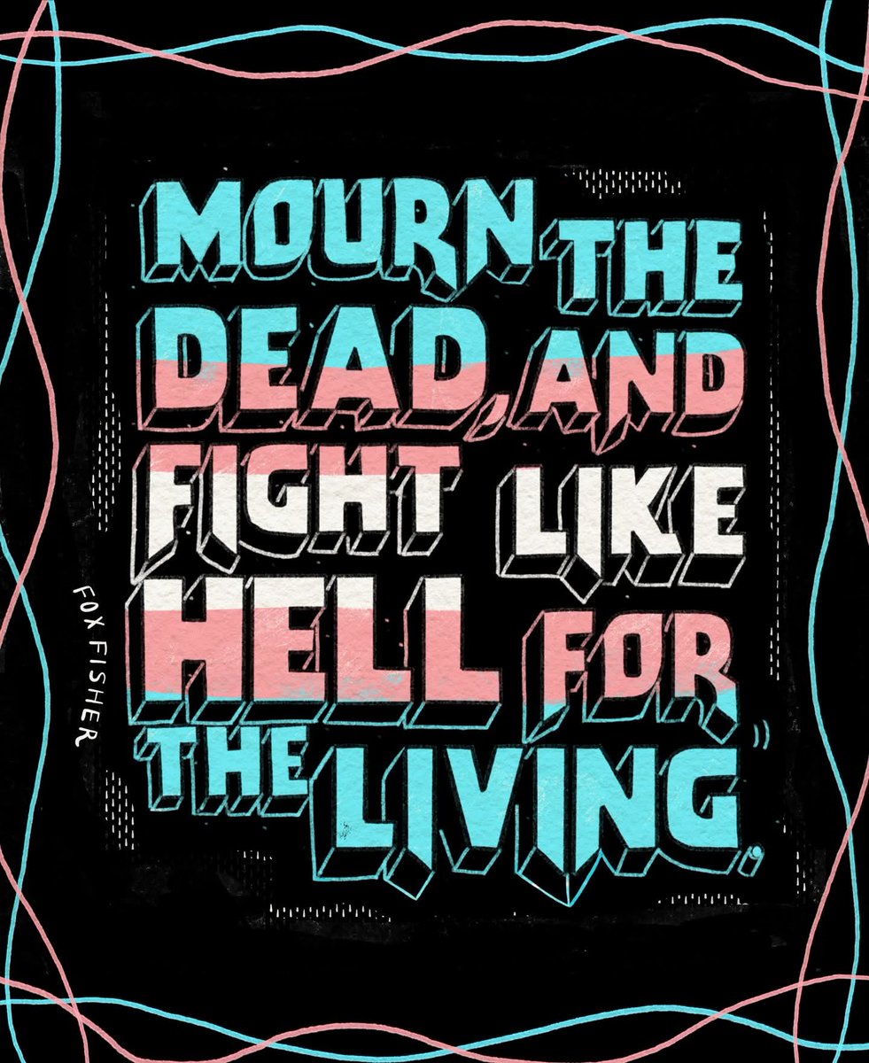 Freedomzone68's tweet photo. It's #TransDayofRemembrance. Take a moment to think about the many trans and non-binary people who have been murdered and died by suicide, this year, due to the prejudice and violence in the world.

Things are getting worse not better. We stand by the words of @FoxFisher✊️🏳️‍⚧️ https://t.co/Af1irdjcCt