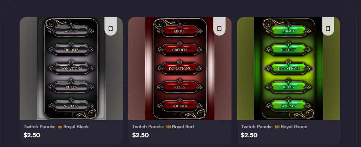 New #twitch panels on my #VGen shop!
7 colors disponible, feel free to check.
vgen.co/Killasisa/shop

#Vtuber #twitchstreamer #TwitchAsset #VTuberAssets #AssetCreator #pngtubers #streamassets