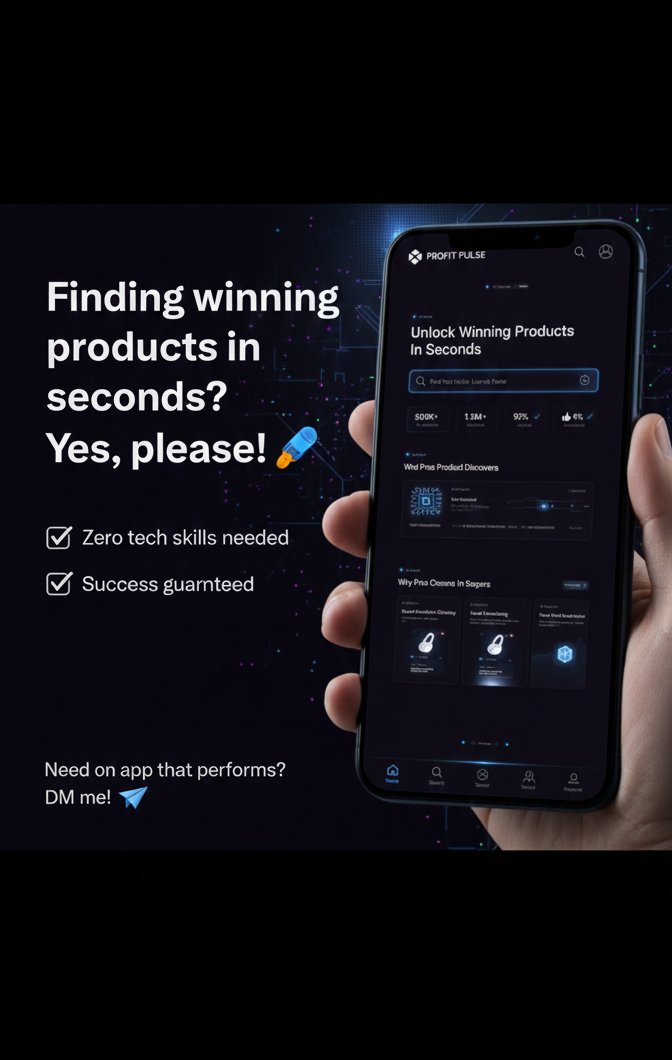 IamMuhammadMuiz's tweet image. Finding winning products in seconds? Yes, please! 🚀
Just dropped my new app concept: &quot;Profit Pulse&quot; for dropshipping intel. 
Need an app that performs? DM me! 📩
#UIUXDesign #MobileApp #Ecommerce #Dropshipping #SaaSDesign #AppDesign #UXDesign #UIDesign #ProductDesign #Business