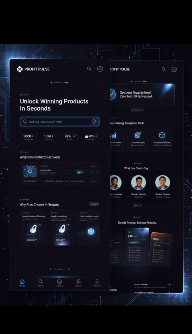 IamMuhammadMuiz's tweet image. Finding winning products in seconds? Yes, please! 🚀
Just dropped my new app concept: &quot;Profit Pulse&quot; for dropshipping intel. 
Need an app that performs? DM me! 📩
#UIUXDesign #MobileApp #Ecommerce #Dropshipping #SaaSDesign #AppDesign #UXDesign #UIDesign #ProductDesign #Business