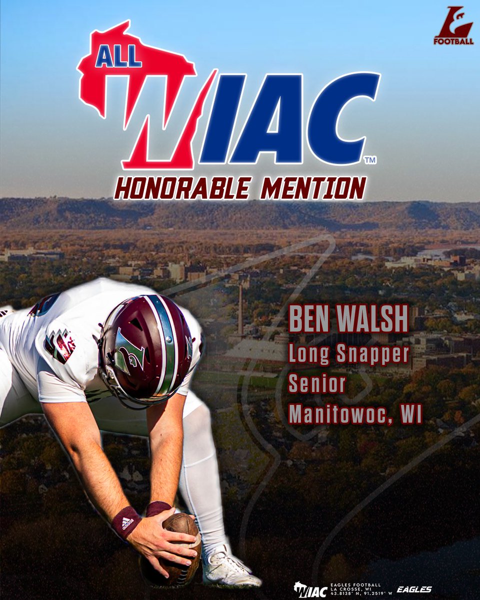 4️⃣ of our guys were selected to WIAC second team and honorable mention selections! Including Andrew Brandmeier being selected to the All-Sportsmanship team 🦅🏈

#TheExperience #d3fb