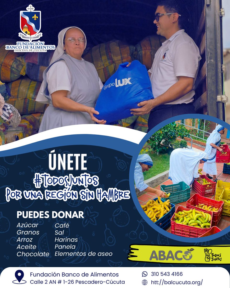 bdacucuta's tweet photo. #caridad | Únete a esta gran obra de luchar #juntosporunaregionsinhambre 
“El amor al prójimo, enraizado en el amor a Dios, es ante todo una tarea para cada fiel, pero también para toda la comunidad eclesial.”(Deus Caritas Est, 20)
Donaciones: https://t.co/AFZnhwqOG6
#todosjuntos https://t.co/YUOJNERmps