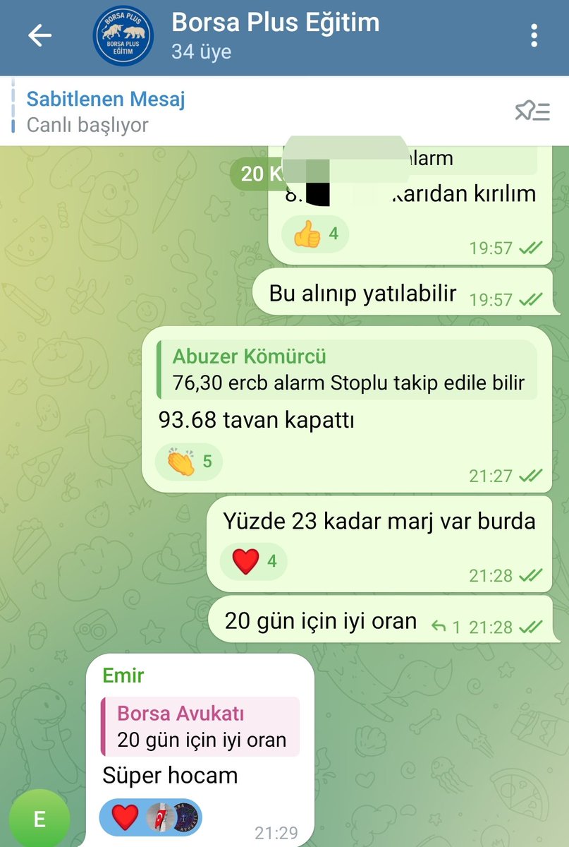 #ercb bu günde tavan kapattı ve eğitim grubunda yakaladık 20 günde %23 oldu...