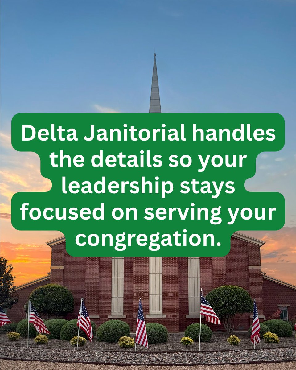 DeltaJanitorial's tweet image. A clean church reflects care and faith in action.
Our S.M.A.R.T. Church Cleaning System keeps sanctuaries spotless and ready for worship.
#FaithInAction #CleanChurch #DeltaDifference