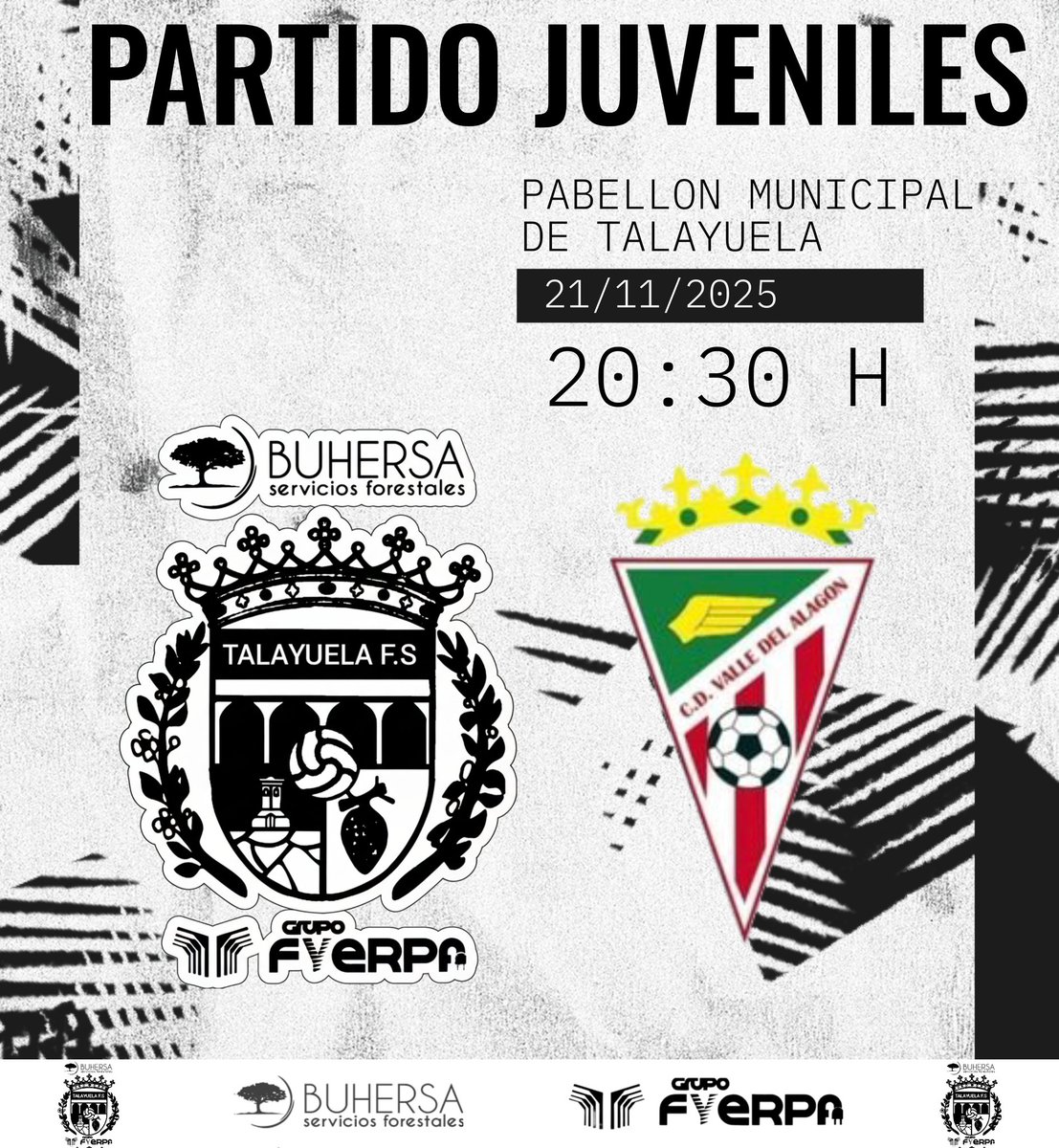 ¡NUESTRO JUVENIL JUEGA EN CASA! 🏡
​
​🆚 C.D. VALLE DEL ALAGON
📅 VIERNES 21/11/2025
⏰ 20:30 H
🏟️ Pabellón Municipal de Talayuela

​¡Anímales en su camino y ayúdales a conseguir la victoria! 👏

​#FutsalJuvenil #Talayuela #Cantera #Apoyo #Futuro