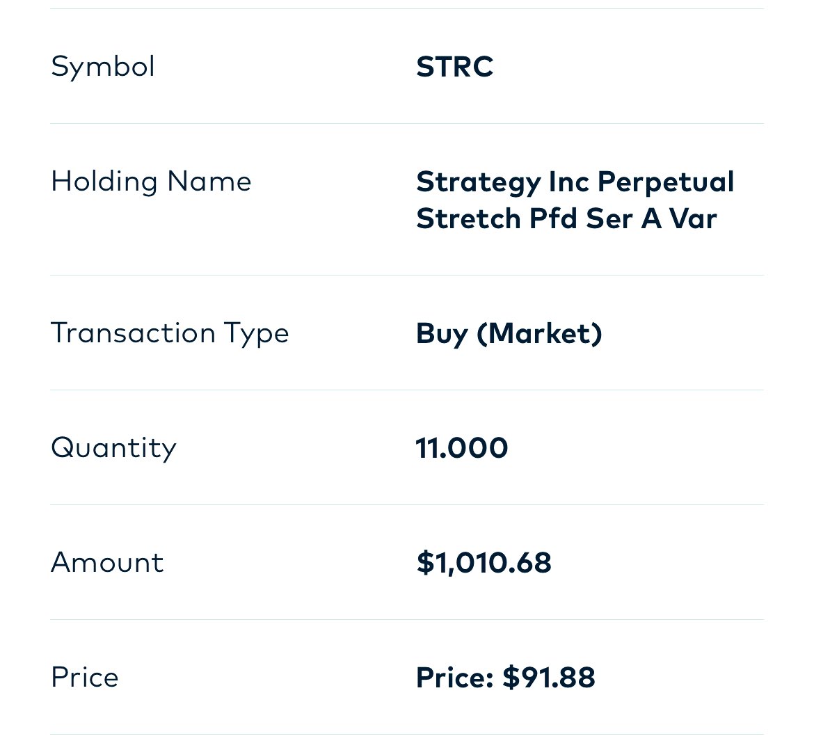 TheGofCrypto's tweet image. Finally buying a nibble of #STRC  to my ROTH Mr @saylor .  Add it to my BTC, MSTR, MSTY strategy!  🧡