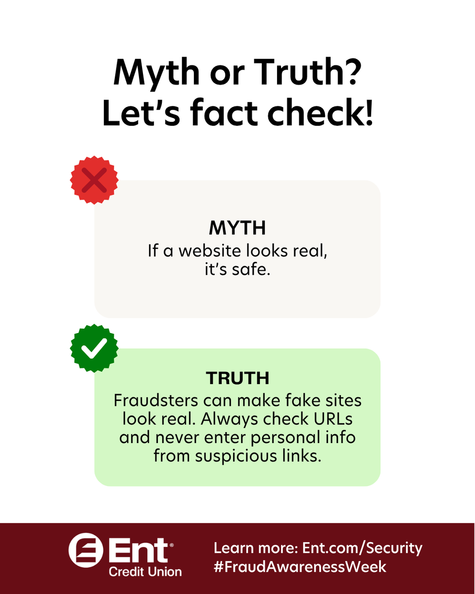 💻 Looks real ≠ safe. Fraudsters can fake websites to steal your info. Always check URLs before entering personal info! 

#FraudAwarenessWeek #Cybersecurity