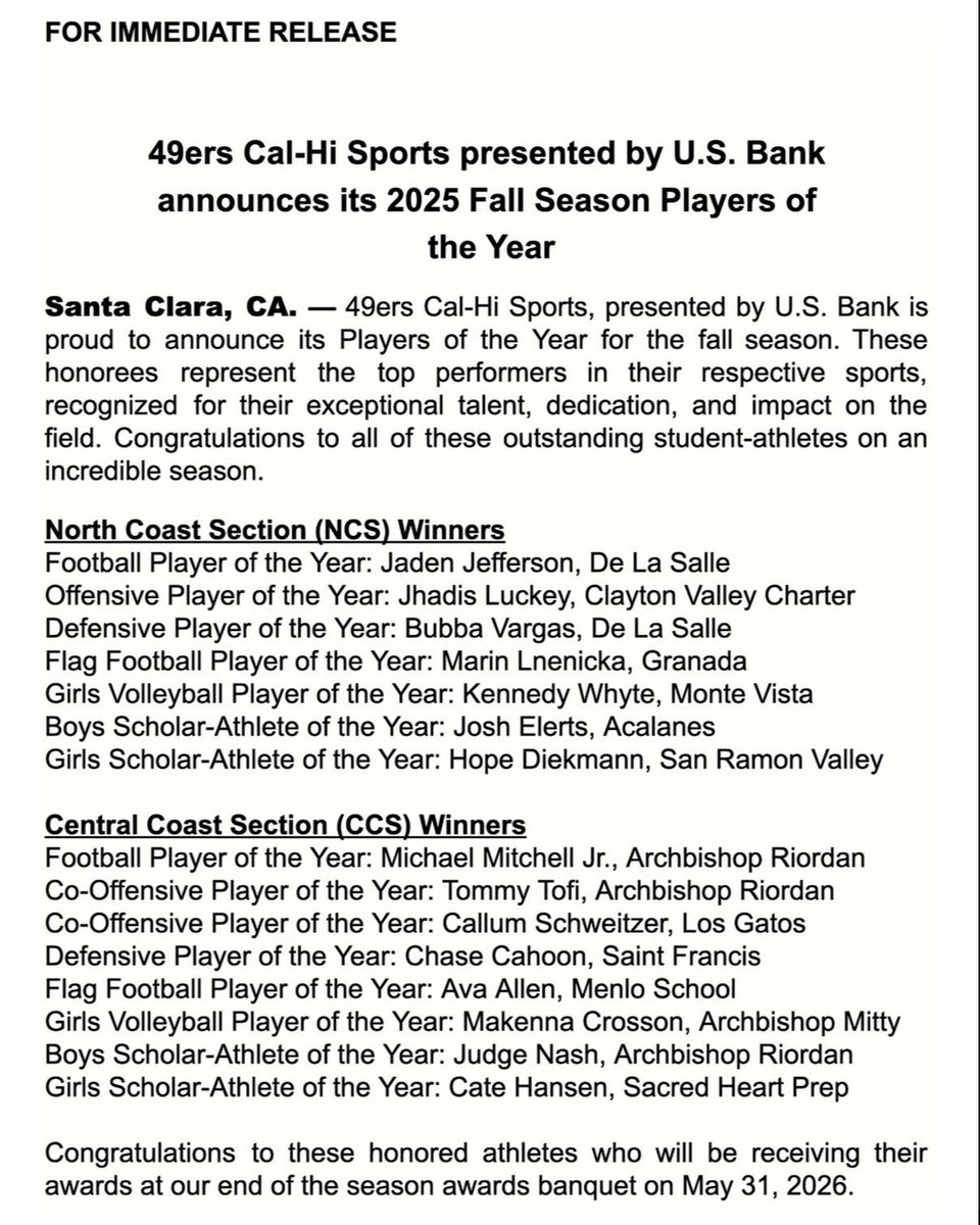 Blessed to be named CCS 
Co-Offensive Player Of The Year 🙏🏼 

More work to be done in the Playoffs. Round 2 this Friday! 

<a href="/Greg_Panelli/">Greg Panelli</a> <a href="/CoachDanny10/">Danny Hernandez</a> <a href="/BrandonHuffman/">Brandon Huffman</a> <a href="/GregBiggins/">Greg Biggins</a> <a href="/LGHSAthletics/">Los Gatos Athletics</a>