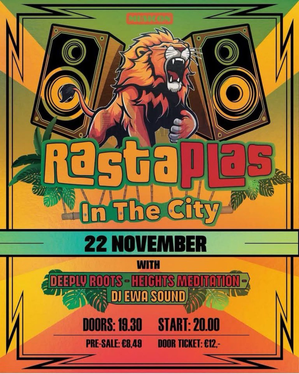 RASTAPLAS IN THE CITY
NOVEMBER 22 19:30 – NOVEMBER 23 00:30
#OneLove 
musicon.nl/event/rastapla…