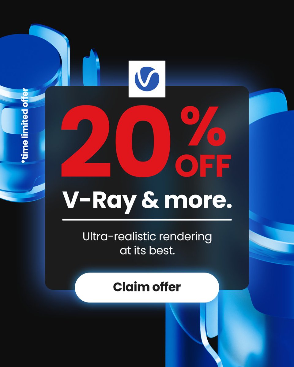 Trinity3D's tweet photo. Black Friday just got better. Save 20% on all V-Ray annual licenses during the Chaos Black Friday 2025 promotion.
Use promo code 20CHAOSBF25 at checkout from Nov 17 to Dec 2.

Shop V-Ray Black Friday Deals: https://t.co/rMZtVbfito https://t.co/zGr7BVPs4T