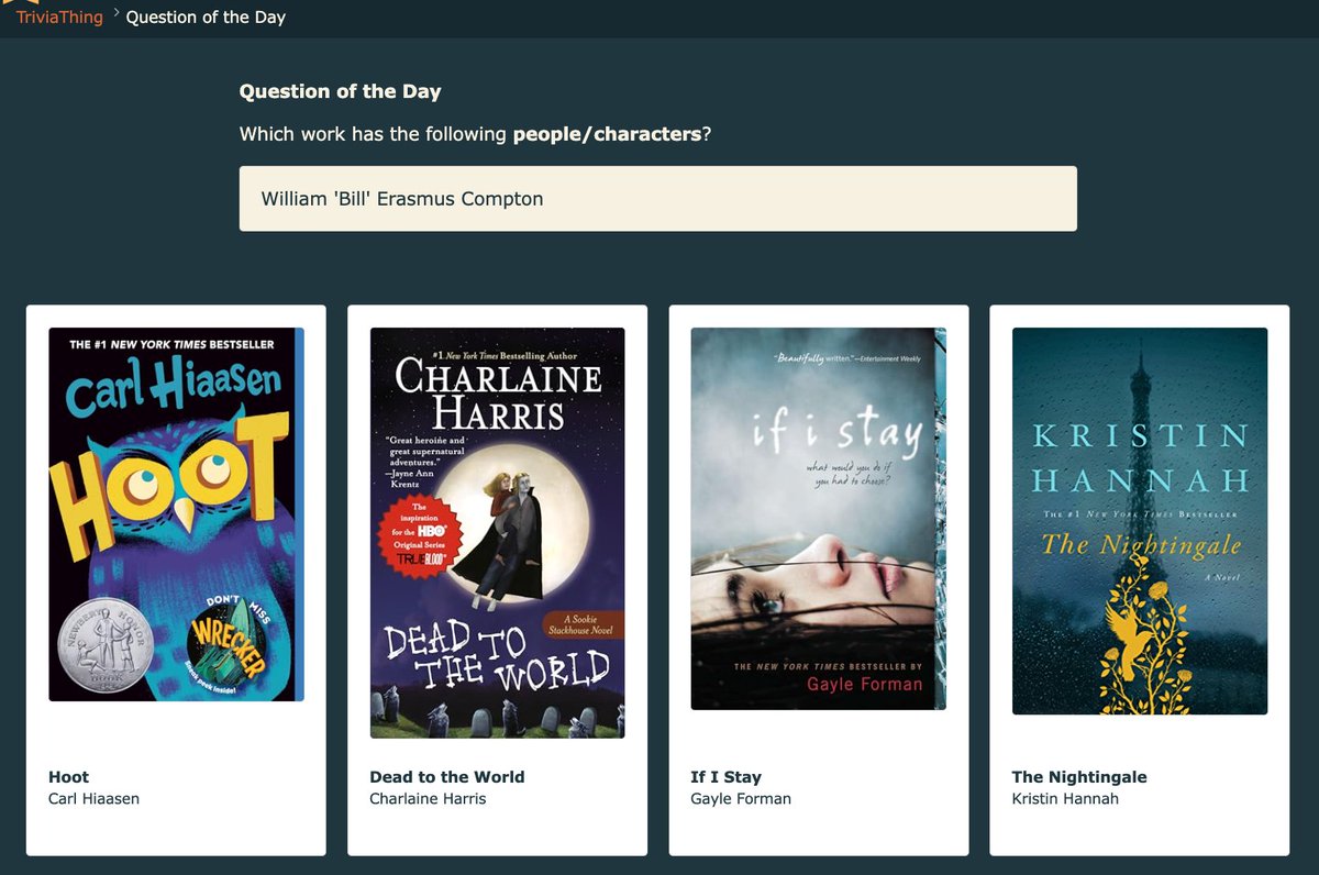 LibraryThing's tweet image. It&apos;s TriviaThing Thursday! Have you answered our Question of the Day? #BookTrivia

Which book features the character William &quot;Bill&quot; Erasmus Compton?