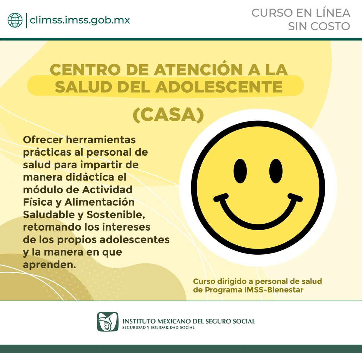 NorteImss's tweet image. #CLIMSS | Inscríbete al curso &apos;CENTRO DE ATENCIÓN A LA SALUD DEL ADOLESCENTE&apos;.

Para acceder, sólo debes registrarte para inscribirte en:
💻 climss.imss.gob.mx