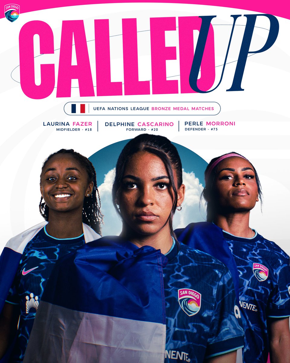 sandiegowavefc's tweet image. surf report from France is looking swell 🌊 

Laurina, Delphine, and Perle have all been called up to @equipedefranceF for UEFA Nations League Bronze Medal Matches!

🇫🇷 vs. 🇸🇪 | Nov. 28 &amp;amp; Dec. 2