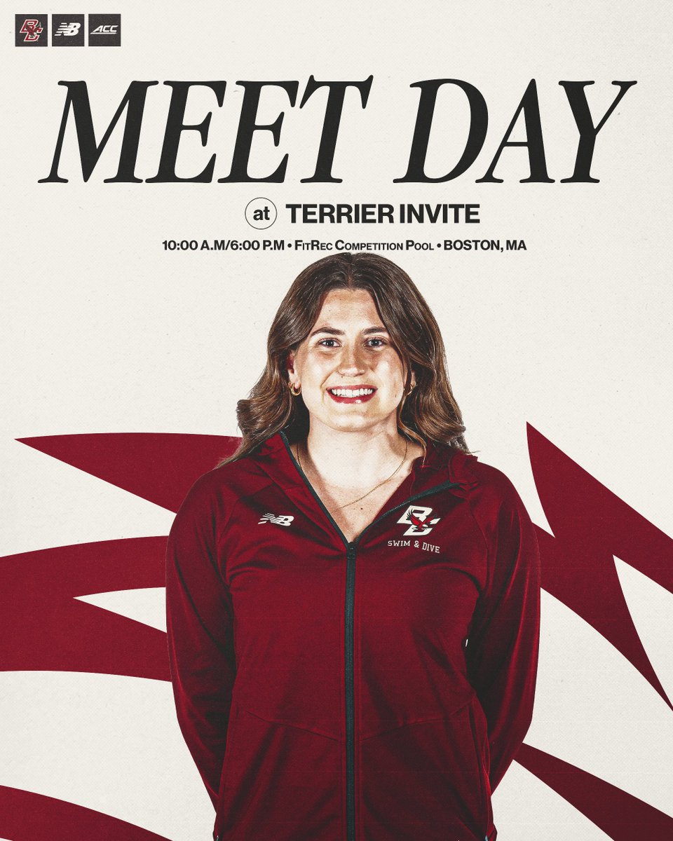 BCswimming's tweet image. Time to make move waves
🆚 Terrier Invite
🕰️ 10:00 a.m. / 6:00 p.m.
📺 ESPN+