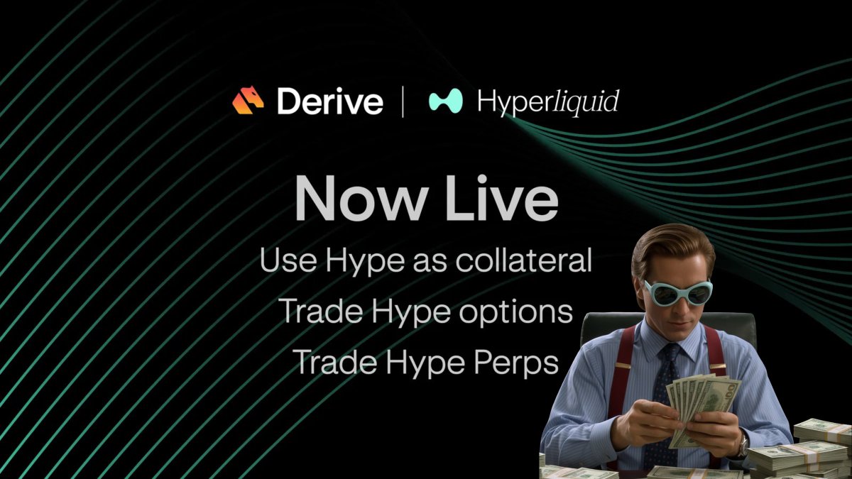 $HYPE IS LIVE ON DERIVE

HYPE can now be used as collateral on derive
➤  HYPE/BTC/ETH perps &amp; options

options are my favorite way to earn extra yield while waiting for my $HYPE buy orders to fill

<a href="/DeriveXYZ/">Derive.xyz</a> is the leading leading decentralized options platform