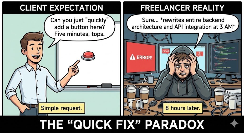 freelancerguy_'s tweet image. That Quick fix which we do every night at 3 AM.