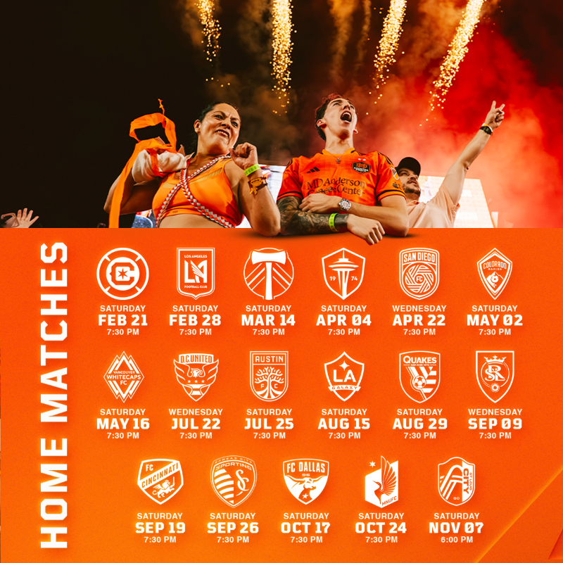 HoustonDynamo's tweet photo. Lock those dates in H-Town, we'll see you very soon 🤘