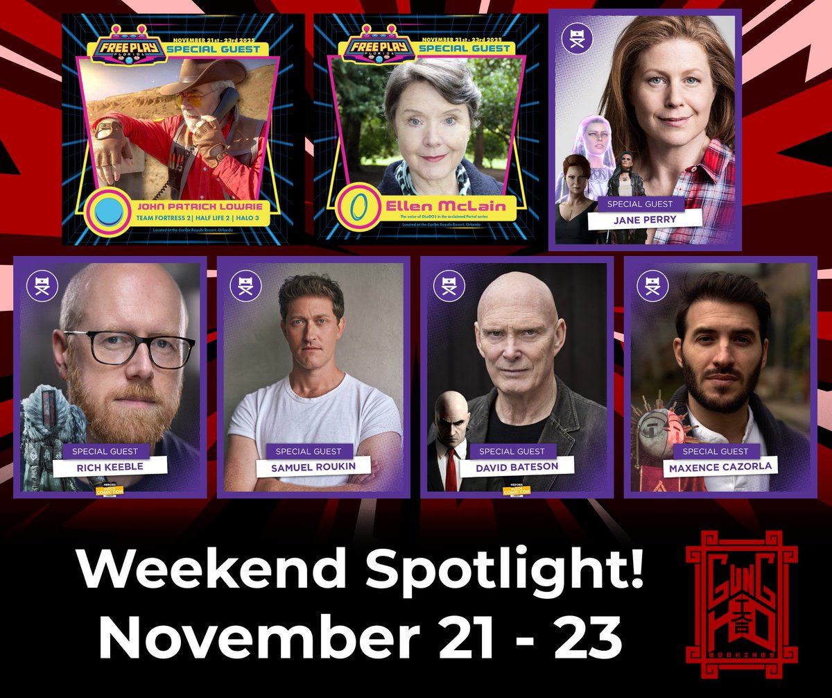 Another great weekend coming up! 🥳

<a href="/EllenMcLain/">Ellen McLain</a> and <a href="/JohnPatrickLow/">John Low</a> are headed to <a href="/freeplayfla/">Free Play Florida</a>! Then over in Utrecht for <a href="/dutchcomiccon/">Heroes Dutch Comic Con</a> , <a href="/samuelroukin/">Samuel Roukin (official)</a> is ready to meet fans of CoD (mainly Ghost though, right? 😉), <a href="/TheJanePerry/">Jane Perry 🌟</a> and <a href="/ImDavidBateson/">David Bateson</a> are repping the Hitman series