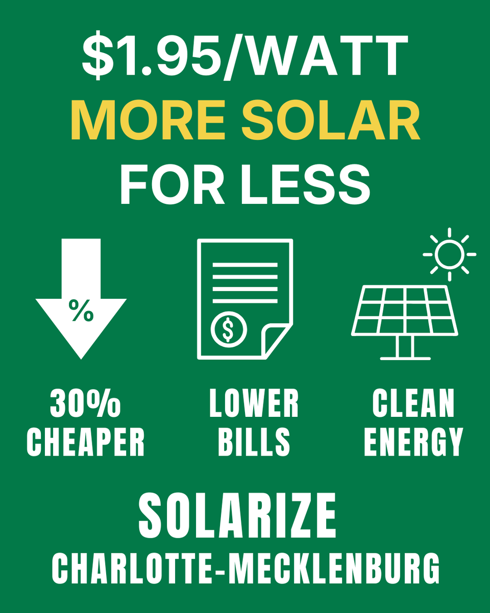Everyone who goes solar through Solarize Charlotte-Mecklenburg is eligible to  savings of up to $4,000 and $500 off a Tesla Powerwall 3 if purchased. Schedule your assessment today: tinyurl.com/7her9s2r

<a href="/WeAreCentralina/">Centralina Regional Council</a>
<a href="/MeckCounty/">Mecklenburg County</a>
<a href="/CLTgov/">City of Charlotte</a>
<a href="/TownofDavidson/">Town of Davidson, NC</a>
<a href="/solarcarolinas/">Renu Energy Solutions</a>