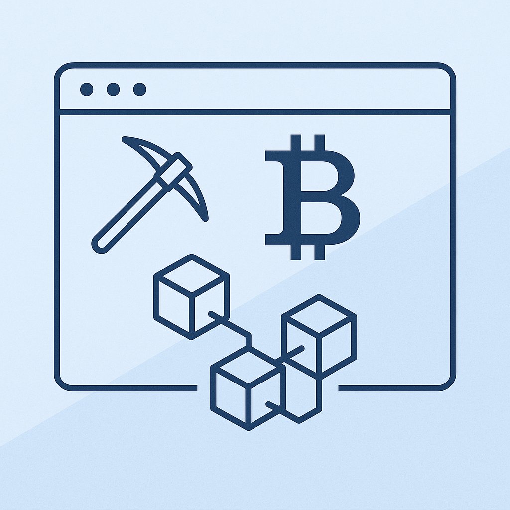 indexerchain's tweet image. A browser window becomes the entire blockchain world — mining tools, digital assets, and a living chain all unfolding inside a single tab.