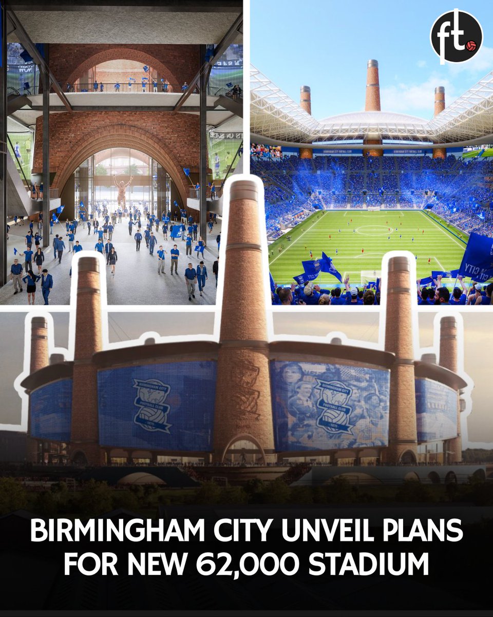 Football__Tweet's tweet image. 🚨 𝗢𝗙𝗙𝗜𝗖𝗜𝗔𝗟: Birmingham City have unveiled plans for their new 62,000 stadium.

A nod to Birmingham’s past with a modern take with a twist. It will be one of the worlds most unique football stadiums.

The ambition is for the new stadium to be completed in time for the…