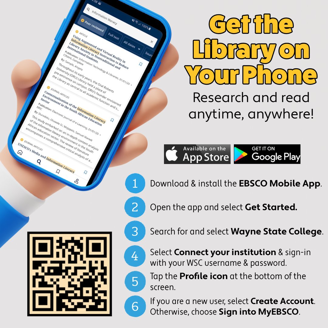 ConnLibrary's tweet image. Your library, now in your pocket 📚

Did you know? Access research, articles, and eBooks anytime, anywhere with the EBSCO Mobile App! Download today and unlock endless learning possibilities. Details at libguides.wsc.edu/research/disco….

#ReadAnywhere #EBSCOApp