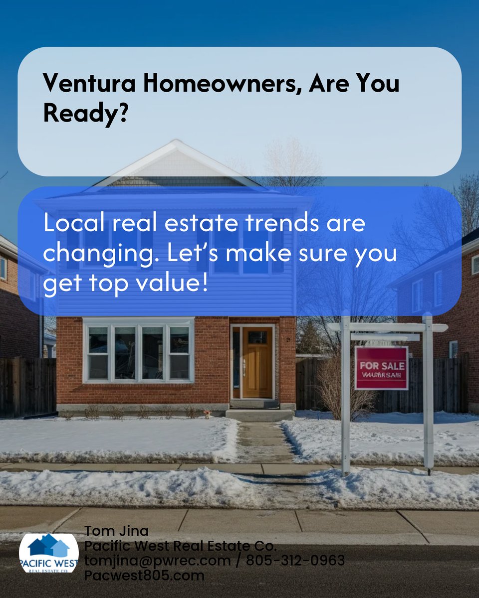 tomjina805's tweet photo. 🏠 Ventura homeowners: Local trends are shifting, and it could impact your home sale! From property prices 📈 to neighborhood vibes—don't miss out on maximizing your home's value. Ready to list or move out of the area? Let’s chat! Thinking of making a move? #VenturaRealEstate https://t.co/HJ0eL9pkov