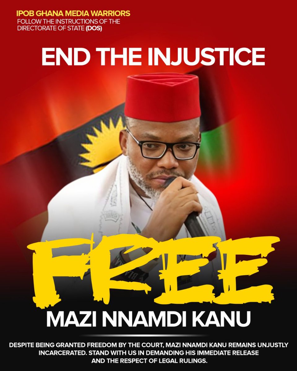 DivineBenedict5's tweet photo. This judgment will not sustain for a long time. 
Our indefatigable leader Mazi Nnamdi kanu deserve justice not persecution.
You cannot sentenced a man who spoke TRUTH TO POWER, While the government are negotiating with the real TERRORISTS and BANDITS for a peace deal! https://t.co/BsTio44cHz