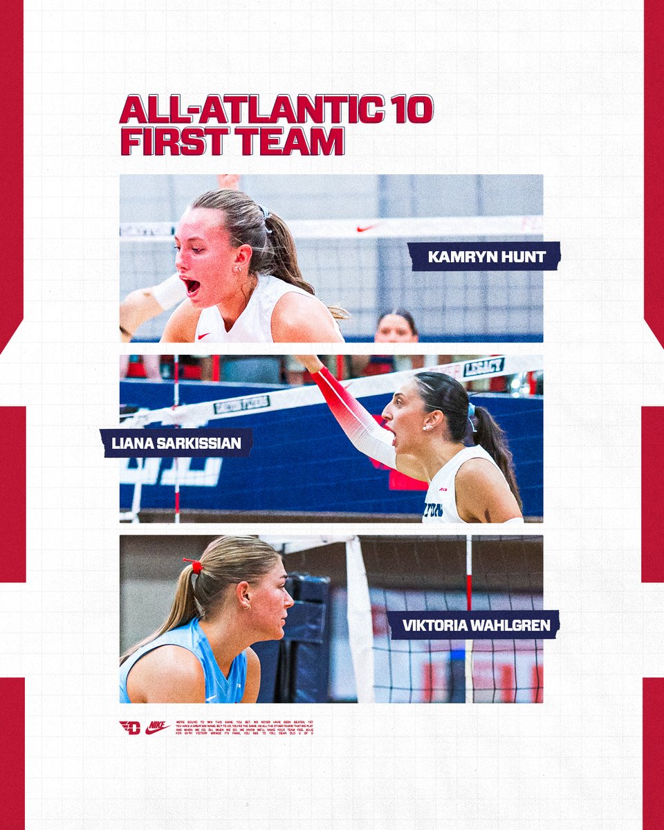 DaytonVB's tweet image. Congratulations to our three @atlantic10 First Team selections! ✈️🏐

#UDVB // #FlyerLegacy