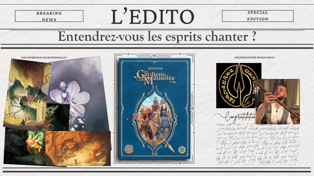 Silkinael's tweet image. 📰 À la une de l&apos;EDITO : Spiritsong avec @spiritsong_rpg 
Un setup complet pour DD5, mettant l&apos;accent sur l&apos;ésotérisme et les esprits. Une quête initiatique dans un monde antique aux influences nombreuses... 

La rediff&apos; : youtu.be/hF6W2RbOPqc
Le financement :…