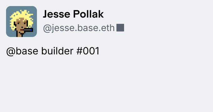 <a href="/jessepollak/">jesse.base.eth</a> Holders are now eligible for the Jesse distribution.

Each connected address receives 5% of base directly through the site: jessebase.cc

Just connect your wallet — the amount appears automatically based on your holdings.