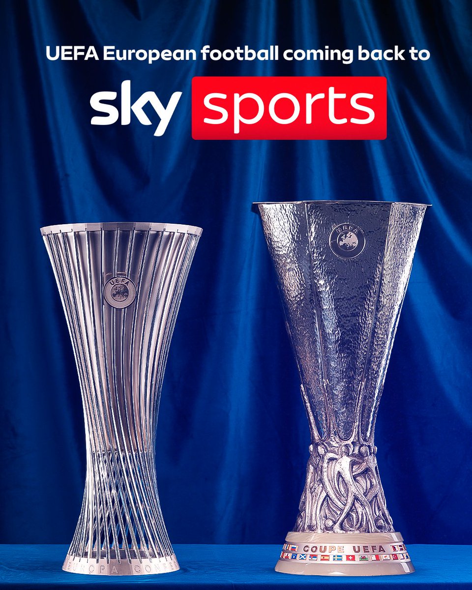 SkySports's tweet image. From 2027/28, EVERY match from the UEFA Europa League and UEFA Conference League will be live, only on Sky Sports! 🤩

More football. More drama. Every day of the week.