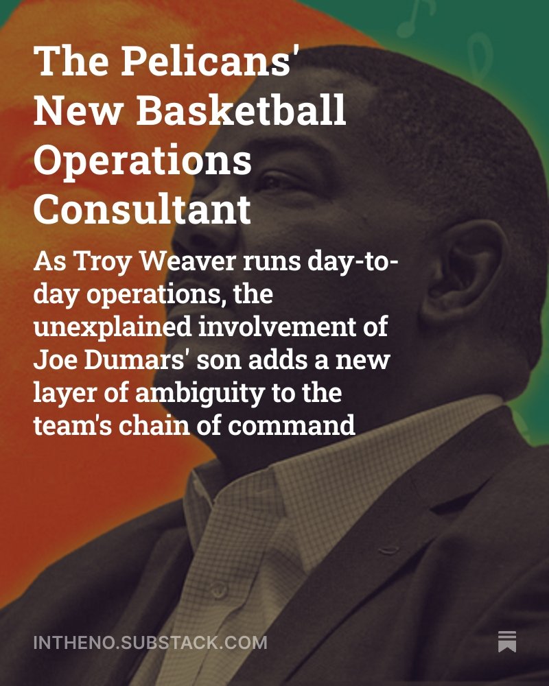 FearTheBrown's tweet image. NEW: For weeks, a mysterious figure was embedded in the Pelicans&apos; inner circle. The team now confirms Jordan Dumars, son of EVP Joe Dumars, is a &quot;Basketball Operations Consultant.&quot; 

My story on the opaque power structure in NOLA: