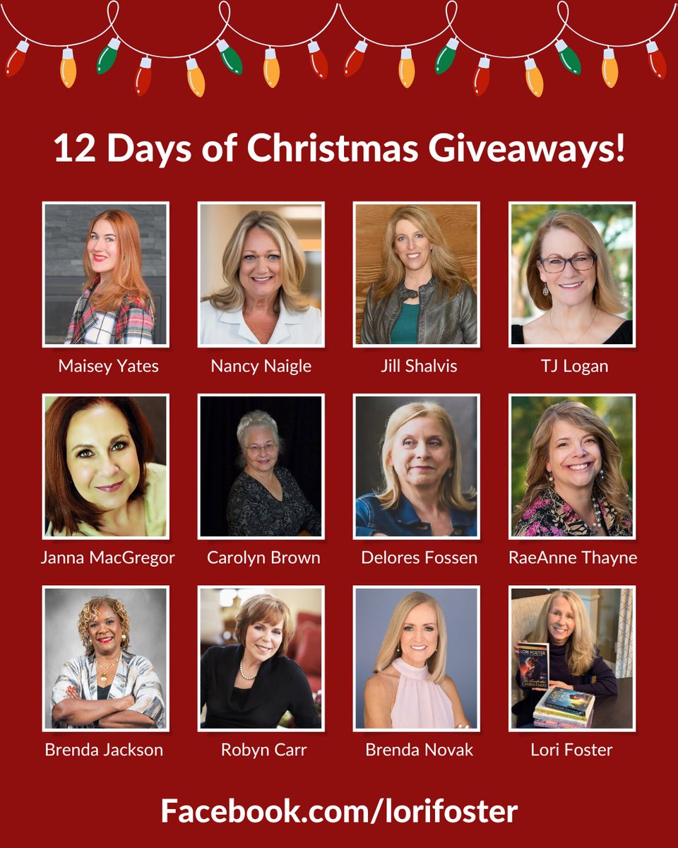 12 DAYS OF CHRISTMAS CELEBRATION

12 authors, 12 fun giveaways!

Follow facebook.com/lorifoster

Begins 12/01/25!

#bookstagram #booklovers #Giveaways #ReadersCommunity #romancereaders #romancebooks