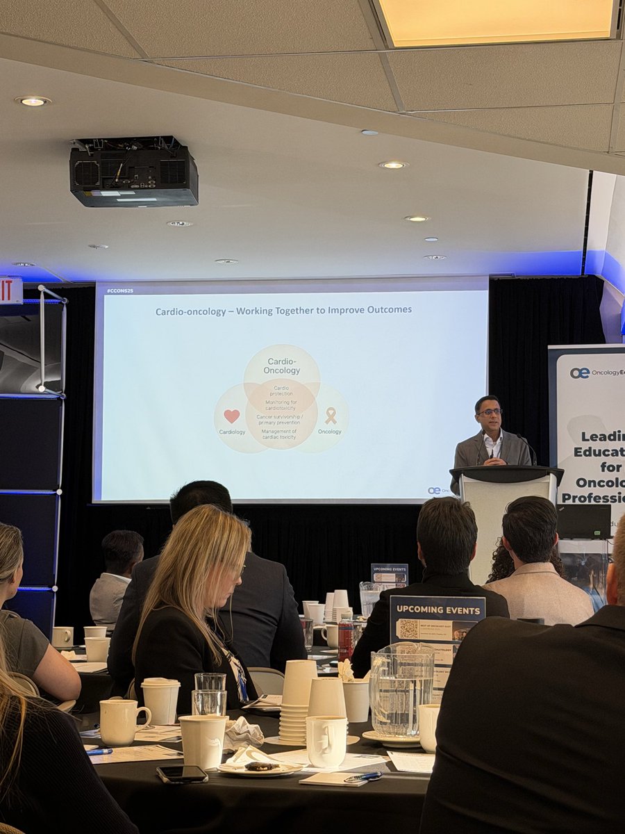 drchrisyu's tweet image. @CCardiacON Dr Som Mukherjee from @JuravinskiRI talking about the value of a #cardioonc service for #Oncology specialists. With shared risk factors there are so many opportunities for collaboration to improve outcomes for our pts.