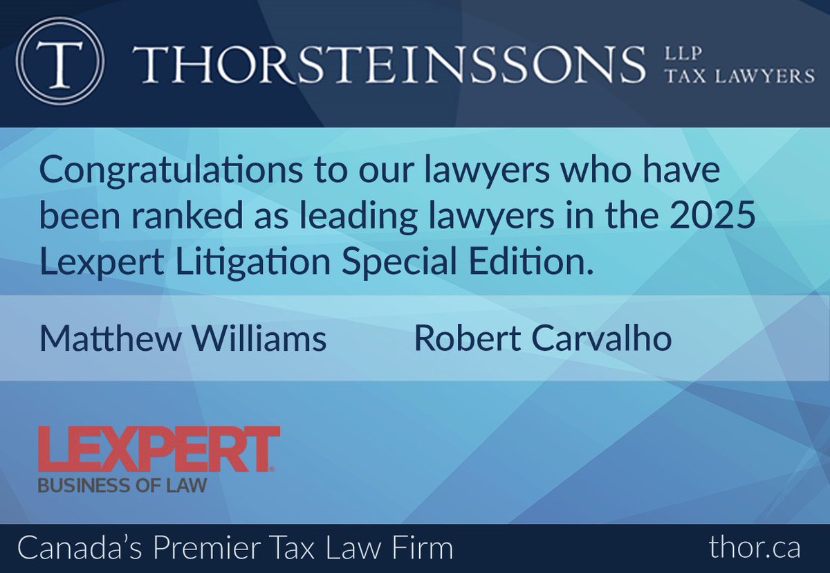 Congratulations to Matthew Williams and Robert Carvalho for being recognized as leading lawyers in the 2025 Lexpert Litigation Special Edition.

lexpert.ca/rankings/best-…