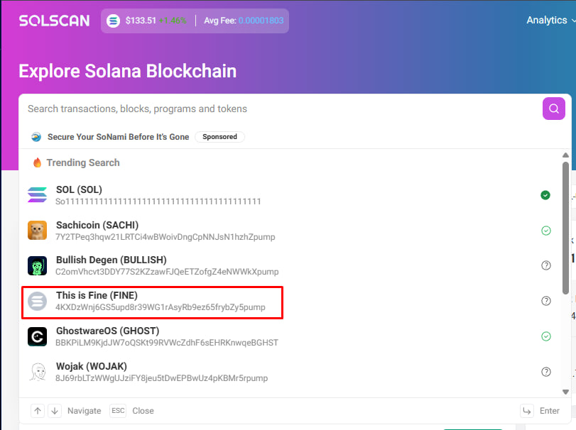WE ARE TRENDING ON SOLSCAN! ⚡️

TRUST $FINE - LET'S KEEP MOVING!

4KXDzWnj6GS5upd8r39WG1rAsyRb9ez65frybZy5pump