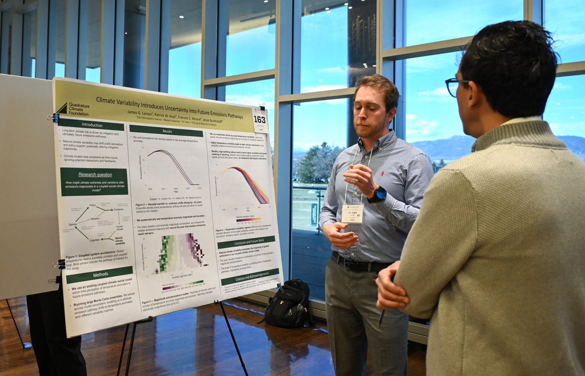 CSUAtmosSci's tweet image. Yesterday&apos;s #GradShow2025 included solid representation from the atmospheric sciences. Students shared their work in an interdisciplinary setting. Delián Colón-Burgos received an honorable mention award of $100 in the category of Great Minds in Research. 
atmos.colostate.edu/2025/11/gradua…