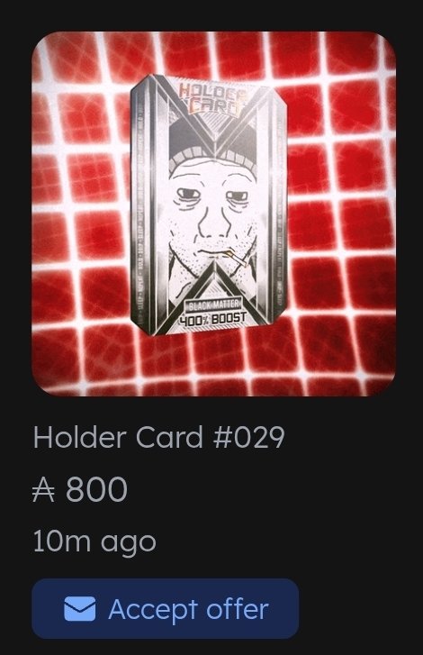 BIG SALE ALERT!🔥

Who said NFTs are dead?👀

This Black Matter Card just sold for 800 ADA, congratulations to both the seller and the buyer🥂

<a href="/jpgstoreNFT/">jpg.store</a>