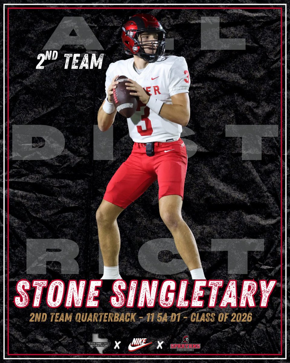 PHS_Spartans's tweet photo. 2nd Team All-District Honors Secured! 🔒🏈🚨

Congratulations to Stone Singletary ‘26 for earning well-deserved recognition from the district coaches! 

#PorterSpartans #P-TOWN #FAMILY https://t.co/NVEo417eh9