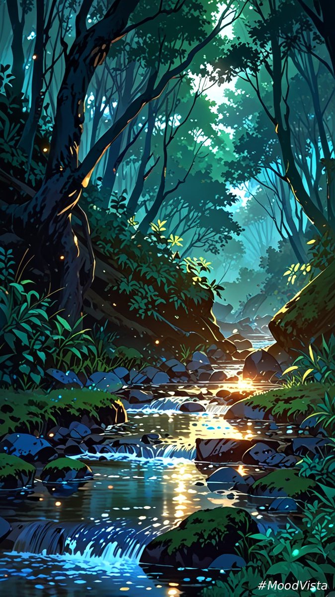 MoodVista's tweet image. Step into the quiet 🌿 A forest where the world slows down. #MoodVista #AnimeAesthetic